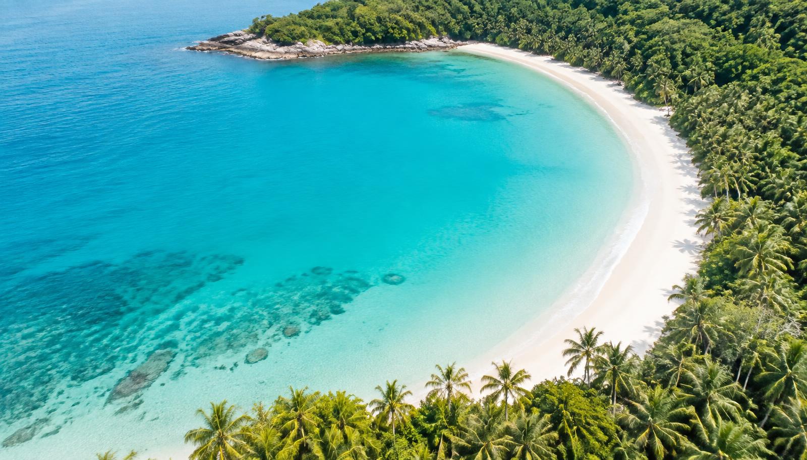 Tropical bay from above